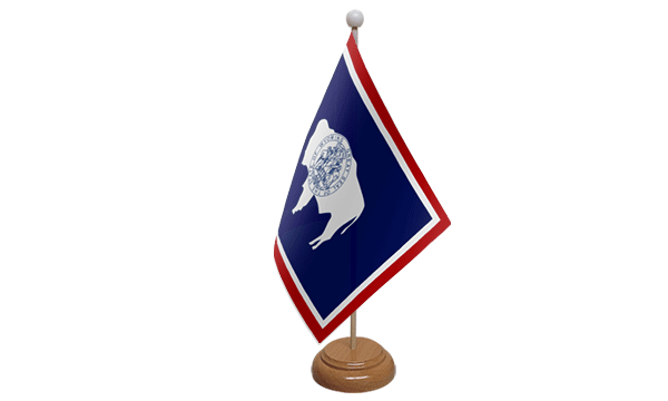Wyoming Small Flag with Wooden Stand